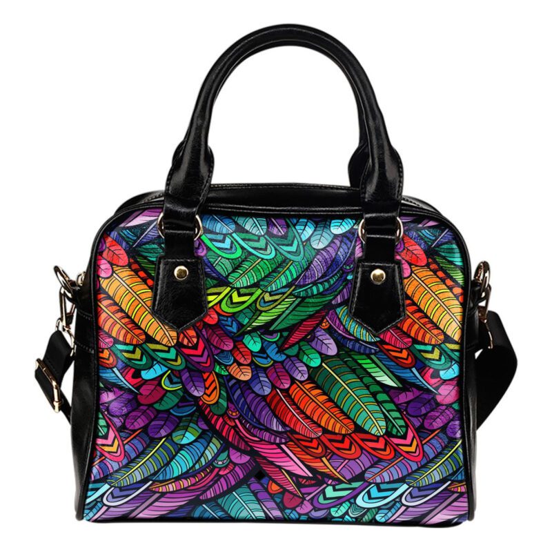 Boho Feathers Lady Leather Shoulder Hand Bag SB0071