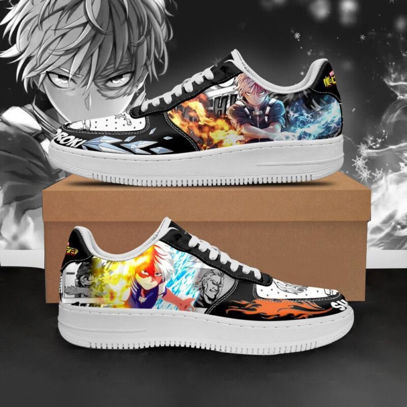 Boku No Hero Academia Shoto Todoroki Shoes Anime Custom Air Force 1 Sneakers