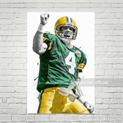 Brett Favre Green Bay Poster, Canvas, Football Print, Sports Wall Art