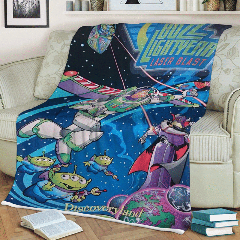Buzz Lightyear Laser Blast Discover Land Premium Comfy Sofa Throw Blanket Gift