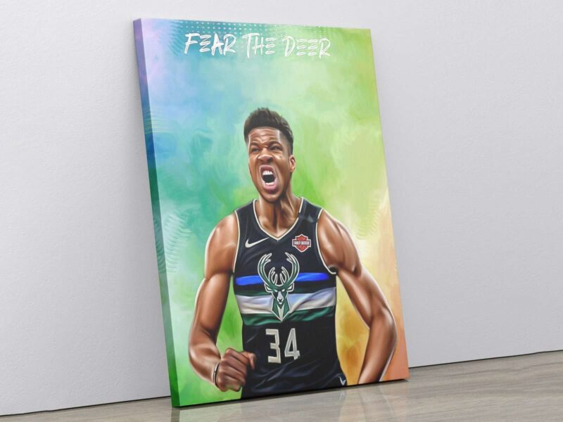 Canvas Print Giannis Antetokounmpo Mvp 2021 NBA Finals Basketball Player Poster Wall Decor Milwaukee Bucks Fan Gift Boys Room Art