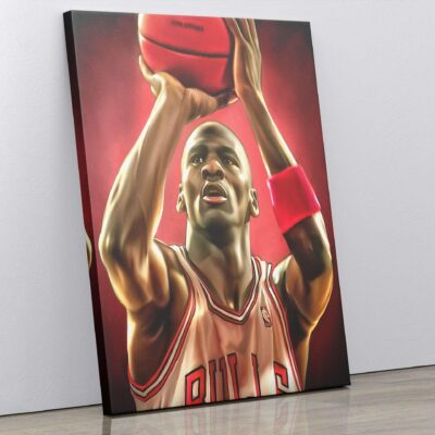 Canvas Print Michael Jordan Poster Basketball Portrait Athlete Sport Chicago Bulls Wall Art Decor Boys Room Kids Gift Gym