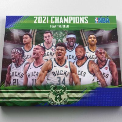 Canvas Print Milwaukee Bucks NBA Champions 2021 Basketball Team Fear The Deer Antetokounmpo Khris Middleton Pj Tucker Brook Lopez Wall Decor 2