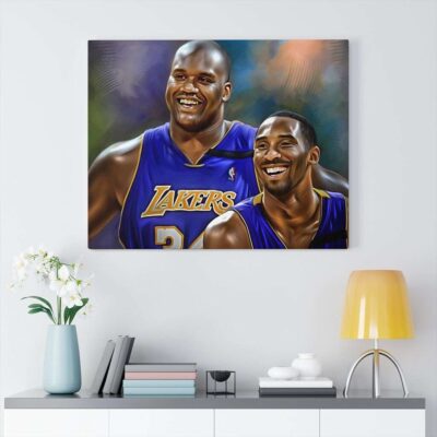 Canvas Print Shaquille ONeil Art Kobe Bryant Poster Lakers Basketball Art Basketball Gift Boys Room Decor Art Shaq Portrait Sport 2