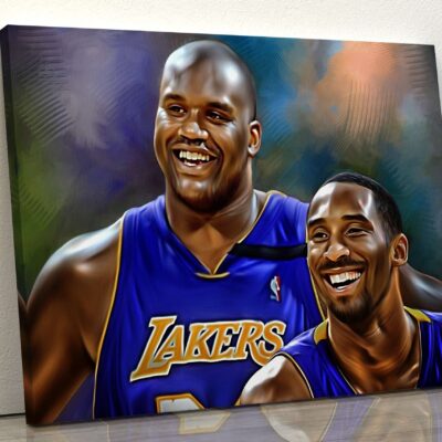 Canvas Print Shaquille O'Neil Art Kobe Bryant Poster Lakers Basketball Art Basketball Gift Boys Room Decor Art Shaq Portrait Sport