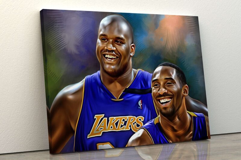 Canvas Print Shaquille O'Neil Art Kobe Bryant Poster Lakers Basketball Art Basketball Gift Boys Room Decor Art Shaq Portrait Sport