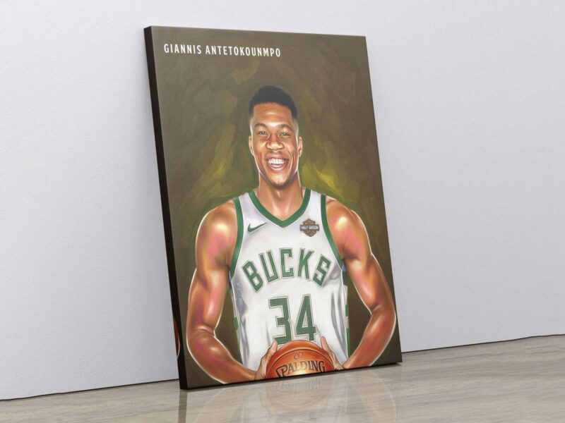 Canvas Prints Giannis Antetokounmpo Basketball Player Poster Wall Decor Milwaukee Bucks Fan Gift Boys Room NBA Art Portrait