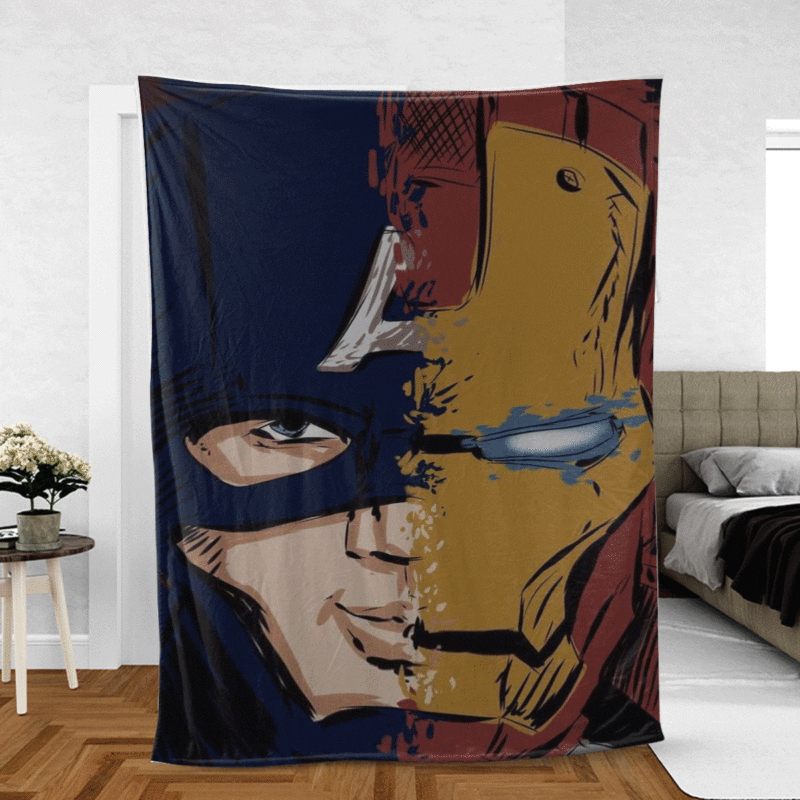 Captain America Iron Man Gift For Fan Comfy Sofa Throw Blanket Gift