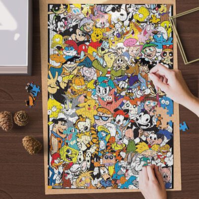Cartoons Characters Jigsaw Puzzle Game, Cartoons Characters Fan Gift, Mickey Winnie-the-pooh Donald Duck Fan Gift