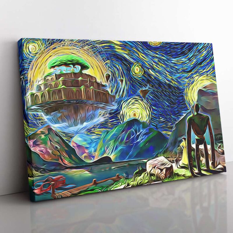 Castle in the Sky Starry Night Studio Ghibli Canvas Poster Print Wall Art Decor