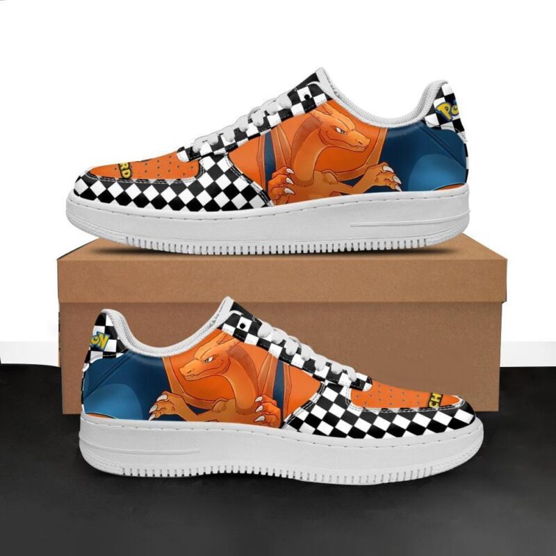 Charizard Sneakers Checkerboard Pokemon Custom Shoes Air Force 1 Sneakers