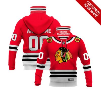 Chicago Blackhawks #00 Nhl Team Red Jersey Style Custom Number Name For Chicago Blackhawks Fans Gaiter Hoodie GH0356