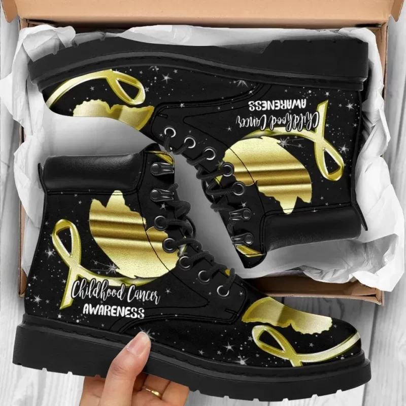 Childhood Cancer Awareness Boots Ribbon Butterfly Shoes