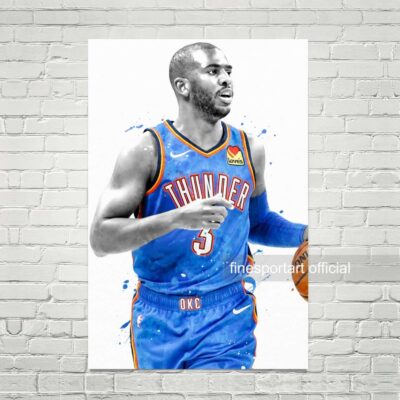 Chris Paul Oklahoma Poster, Canvas, Basketball Print, Sports Wall Art