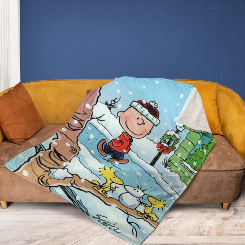 Snoopy and Woodstock Charlie Brown Gift For Fan Comfy Sofa Throw Blanket Gift