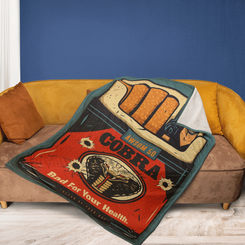 Cobra 1986 Sylvester Stallone Action Film Christmas Gifts Lover Cobra 1986 Gift For Fan Comfy Sofa Throw Blanket Gift 2