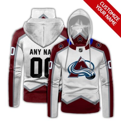 Colorado Avalanche Nhl Ice Hockey Team Logo White Jersey Style Custom Number Name For Avalanche Fans Gaiter Hoodie GH0272