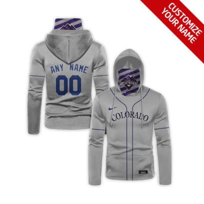 Colorado Rockies #00 Mlb Team Grey Jersey Style Custom Number Name For Colorado Rockies Fans Gaiter Hoodie GH0679