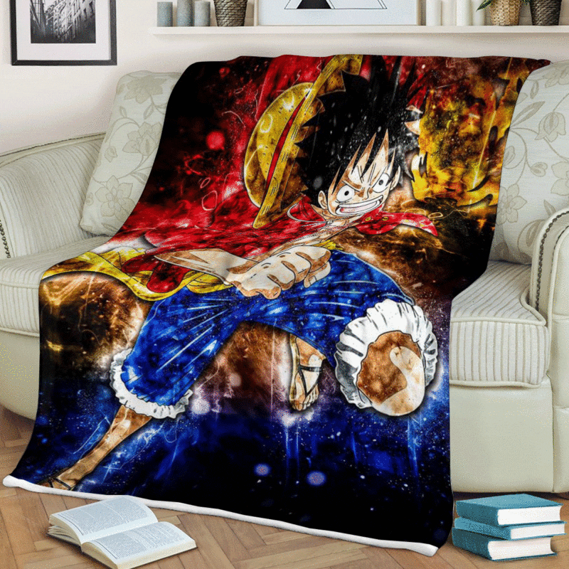 Colorful Monkey D. Luffy One Piece Manga Christmas Gift Comfy Sofa Throw Blanket Gift