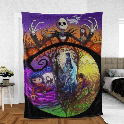 Corpse Bride Tim Burton Jack and Sally Halloween Gift Lover Comfy Sofa Throw Blanket Gift 1