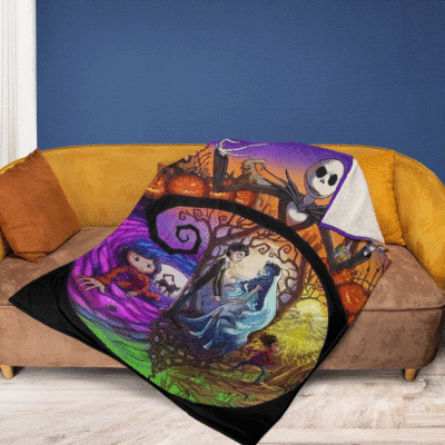 Corpse Bride Tim Burton Jack and Sally Halloween Gift Lover Comfy Sofa Throw Blanket Gift 2