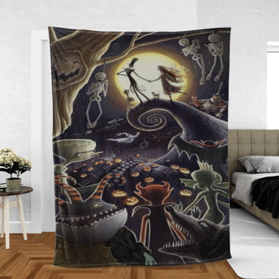 Couple Love Jack and Sally Halloween Gift Lover Comfy Sofa Throw Blanket Gift