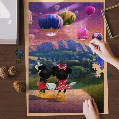 Couple Mickey Colorful Hotel Sky Puzzle Game, Disney Fan Gift, Disney Gift