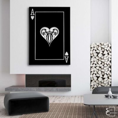 Creative Canvas Art Ace Playing Cards Black amp Silver Texture Fashion Framed Canvas Wall Art Poster Print 3