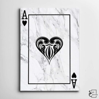 Creative Canvas Art Ace Playing Cards White Marble Texture Fashion Wall Art Framed Canvas Poster Print 2