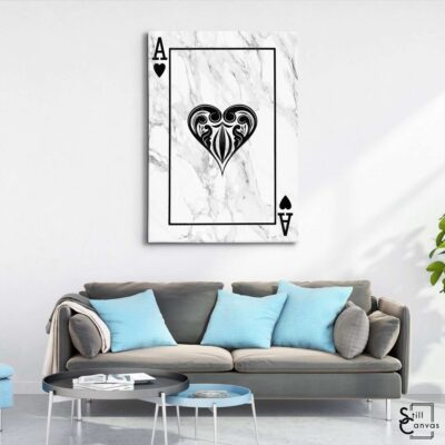 Creative Canvas Art Ace Playing Cards White Marble Texture Fashion Wall Art Framed Canvas Poster Print 3