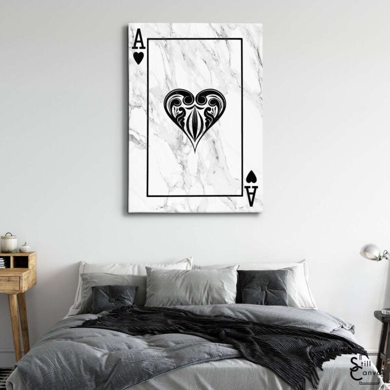 Creative Canvas Art - Ace Playing Cards White Marble Texture Fashion Wall Art Framed Canvas Poster Print