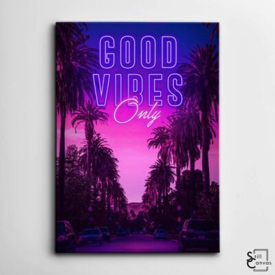 Creative Canvas Art Good Vibes Only Los Angeles Hollywood PurpleBlue Wall Art Framed Canvas Poster Print 2