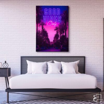 Creative Canvas Art Good Vibes Only Los Angeles Hollywood PurpleBlue Wall Art Framed Canvas Poster Print 3
