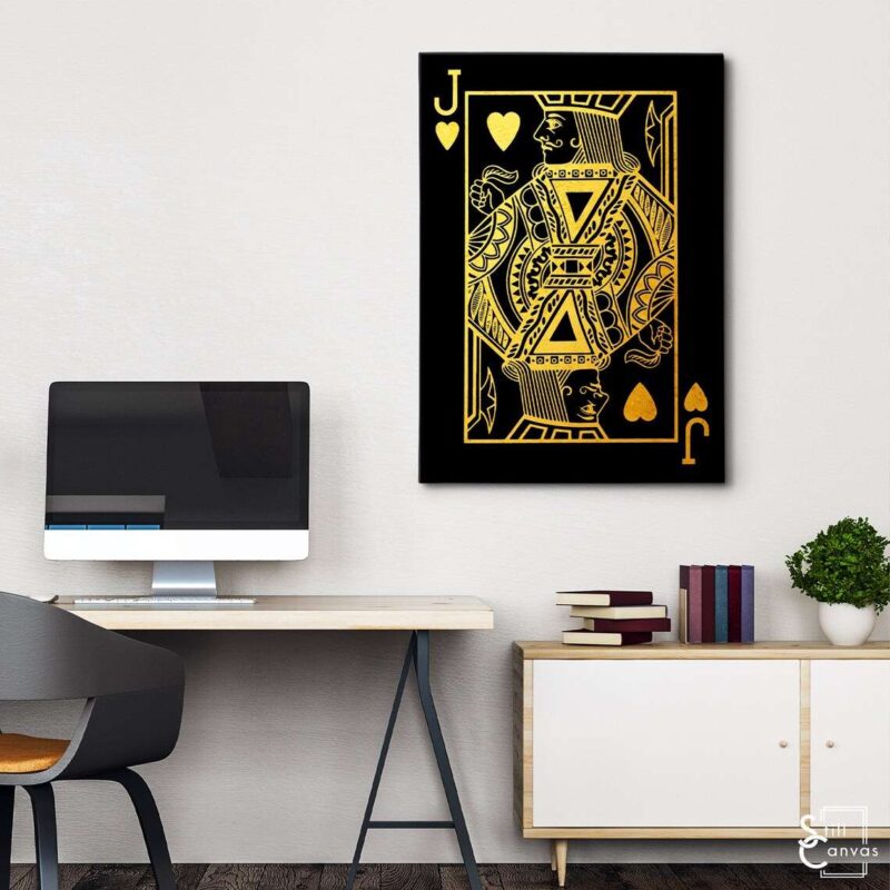 Creative Canvas Art - Jack Playing Cards Black & Gold Texture Fashion Wall Art Framed Canvas Poster Print