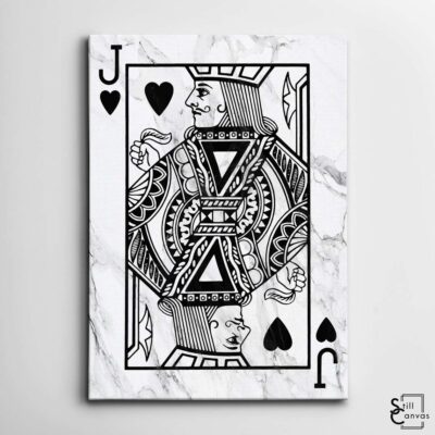 Creative Canvas Art Jack Playing Cards White Marble Texture Fashion Wall Art Framed Canvas Poster Print 2