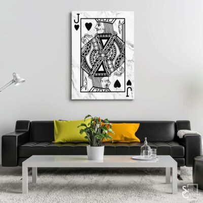 Creative Canvas Art Jack Playing Cards White Marble Texture Fashion Wall Art Framed Canvas Poster Print 3