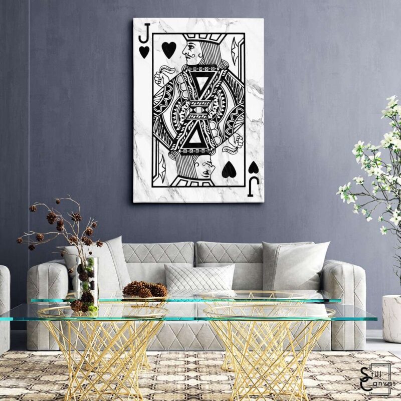 Creative Canvas Art - Jack Playing Cards White Marble Texture Fashion Wall Art Framed Canvas Poster Print