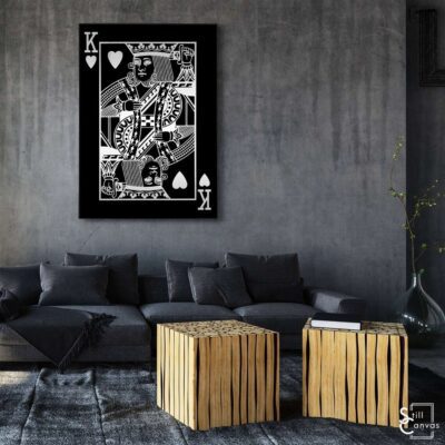 Creative Canvas Art King Playing Cards Black amp Silver Texture Fashion Wall Art Framed Canvas Poster Print 3