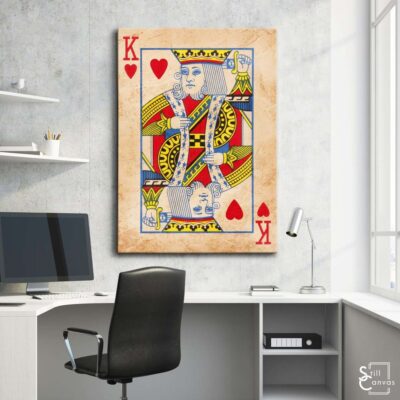 Creative Canvas Art King Playing Cards Coffee Stained Texture Fashion Wall Art Framed Canvas Poster Print 3