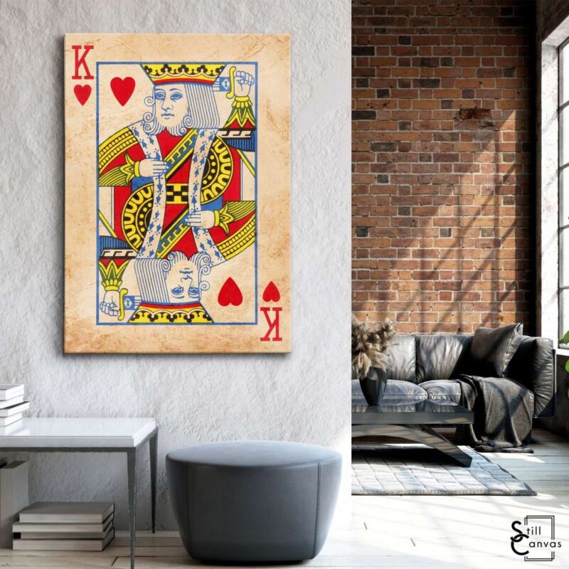 Creative Canvas Art - King Playing Cards Coffee Stained Texture Fashion Wall Art Framed Canvas Poster Print