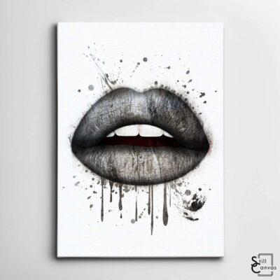 Creative Canvas Art Lips Design Black Paint Splatter Kiss Fashion Style Wall Art Framed Canvas Poster Print 2