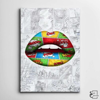 Creative Canvas Art Lips Design Comic Style Color Teeth Kiss Fashion Style Wall Art Framed Canvas Poster Print 2