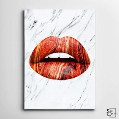 Creative Canvas Art Lips Design Red Paint Flow Teeth Kiss Fashion Style Wall Art Framed Canvas Poster Print 2