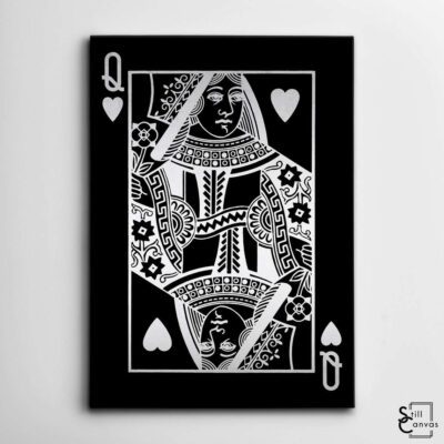 Creative Canvas Art Queen Playing Cards Black amp Silver Texture Fashion Wall Art Framed Canvas Poster Print 2