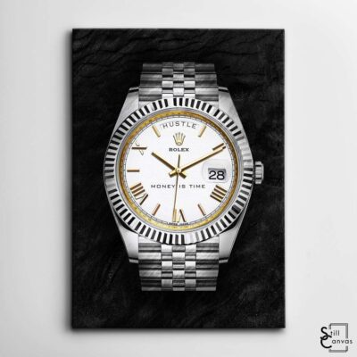 Creative Canvas Art Rolex Money Is Time Silver amp Gold Watch Fashion Wall Art Framed Canvas Poster Print 2