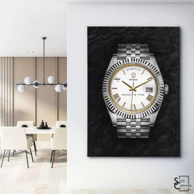 Creative Canvas Art Rolex Money Is Time Silver amp Gold Watch Fashion Wall Art Framed Canvas Poster Print 3