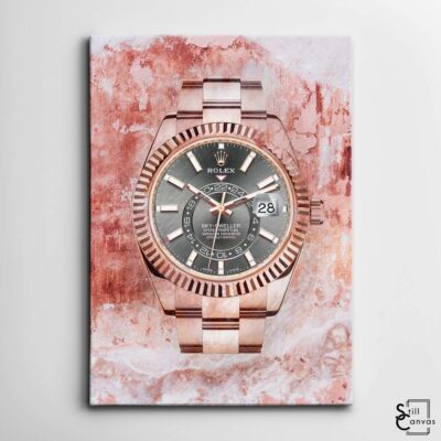 Creative Canvas Art Rolex Rose Gold Watch Fashion Pink Luxury Wall Art Framed Canvas Poster Print 2