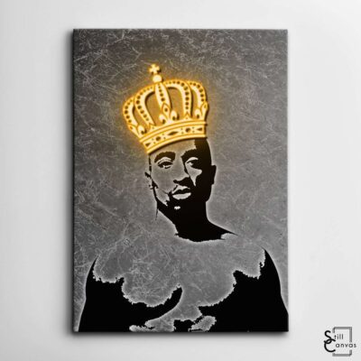 Creative Canvas Art Tupac Shakur Legend Crown Neon Glow Style Hip Hop Rap Wall Art Framed Canvas Poster Print 2