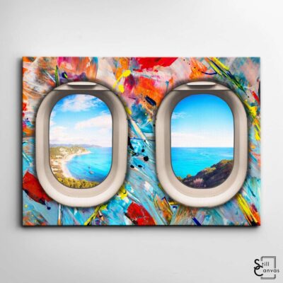 Creative Canvas Art Window Seat Painting Splatter Travel World Just Go Wall Art Framed Canvas Poster Print 2