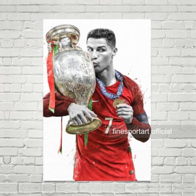 Cristiano Ronaldo Portugal Poster, Canvas, Football Print, Soccer Wall Decor, Sports Wall Art